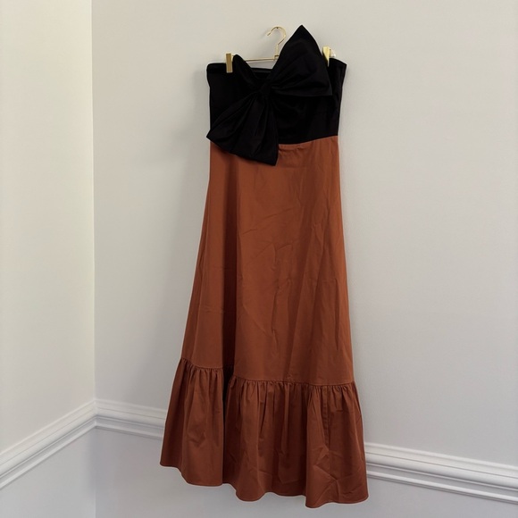Anthropologie Hutch Bow-Tie Tiered Maxi Brown / Black Dress Sz 8 - Picture 3 of 8